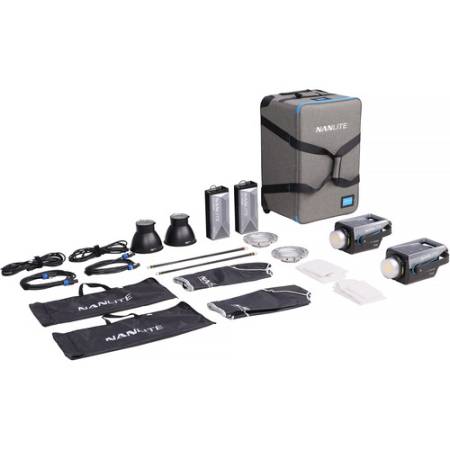 Nanlite FC-500B 2KIT - zestaw, 2 lampy FC-500B Bi-Color, z walizką i akcesoriami, 2700-6500K, CRI 96, 520W_Zawartość zestawu_4